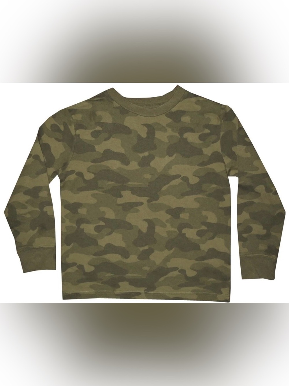 BOYS GREEN CAMOUFLAGE T SHIRT XS 4/5 CAMO LONG SLEEVE KIDS PREOWNED